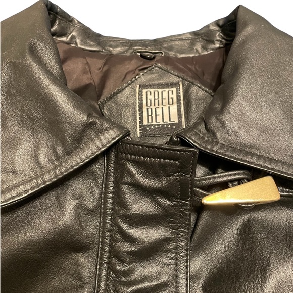 Greg Bell Men's Size M Soft Genuine Leather Black Bomber Jacket - Picture 7 of 15